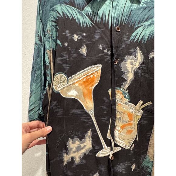 VINTAGE Tori Richards Shirt Men’s Short Sleeve Margarita Cocktail Palm Hawaiian - Picture 3 of 13
